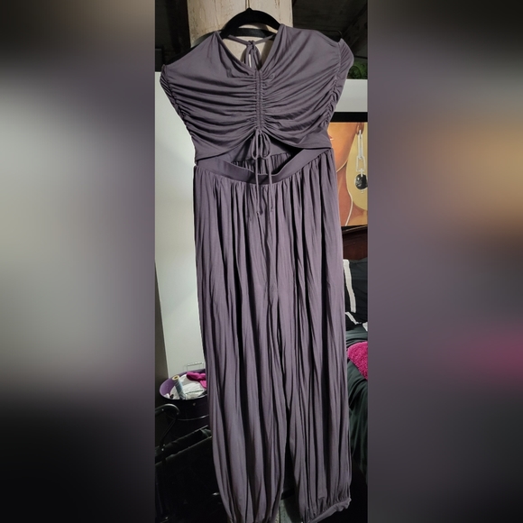 Jumpsuit Gray with elastic in the back area, peephole in the front, soft pleats - Picture 1 of 7